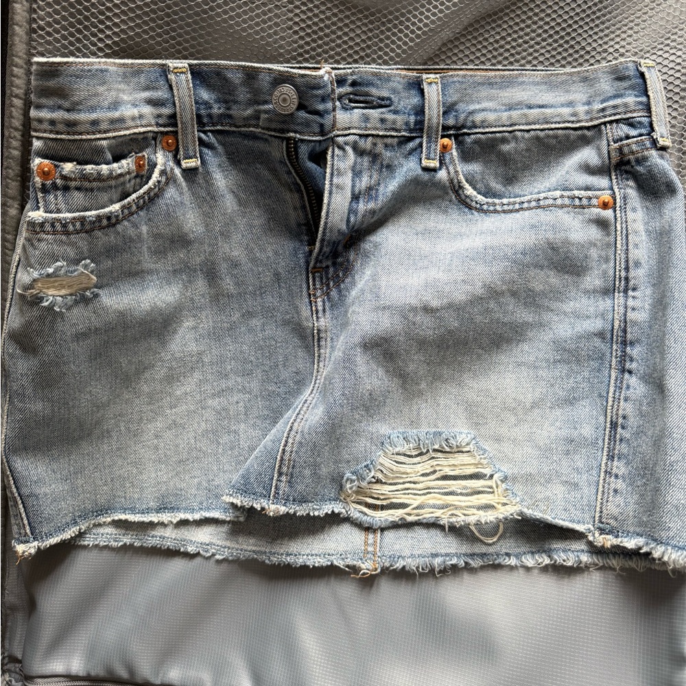 Levi's Light Blue Ripped Mini Skirt